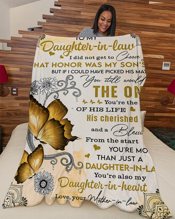 Personalized Blanket To My Daughter-in-law From Mom Butterfly And Flower Printed Mandala Style Custom Name