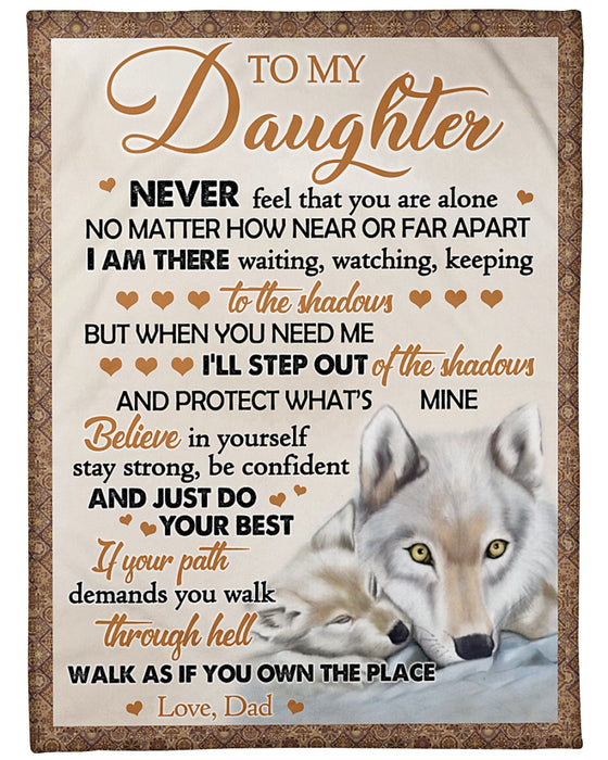 Personalized Blanket To My Daughter From Dad I Am There Vintage Rustic Design Old & Baby Wolf Print Custom Name