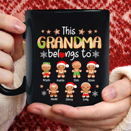 Personalized Coffee Mug Gifts For Grandma This Nana Belongs To Cute Cookies Custom Grandkids Name Christmas Black Cup