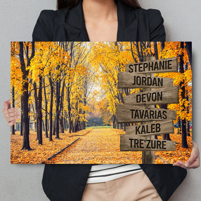 Personalized Canvas Wall Art Gifts For Family Autumn Park Road Fall Forest Signs Custom Name Poster Prints Wall Decor