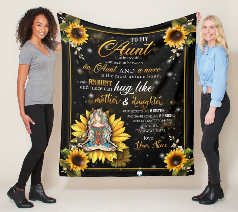 Personalized To My Aunt Blanket From Niece Nephew Sunflowers The Incredible Connection Custom Name Gifts For Christmas