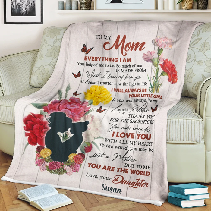 Personalized Blanket To My Mom Color Carnation Mother Holding Baby Girl Blanket For Mothers Day Custom Name