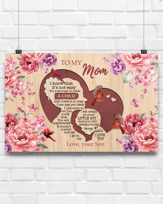 Personalized Canvas Wall Art For Mom From Son Silhouette Floral Meaningful Family Custom Name Poster Prints Home Decor