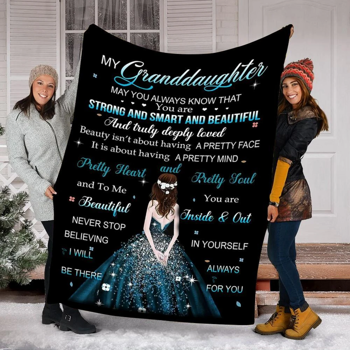 Personalized Fleece Blanket For Granddaughter From Grandparent Print Princess Girl Strong Smart And Beautiful