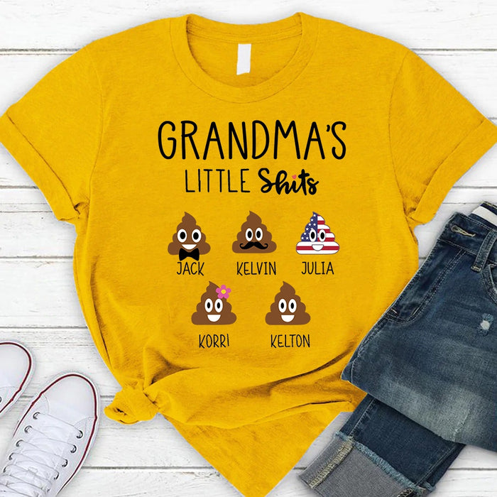 Personalized T-Shirt For Nana From Grandkids Grandma's Little Shits Funny Icon Custom Name Shirt Gifts For Mothers Day