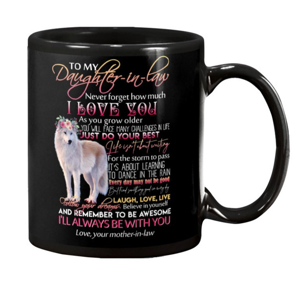 Personalized Coffee Mug Gifts For Daughter In Law Wolf You Will Face Many Challenges Custom Name Black Cup For Birthday