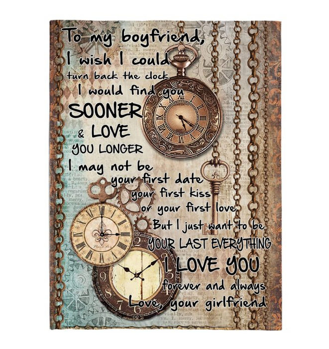 Personalized Valentine Blanket To My Boyfriend From Girlfriend I Love You Forever And Always Old Clock Vintage Blanket