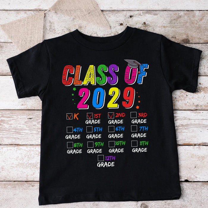 Personalized T-Shirt For Kids Class Of 2029 Colorful Design Custom Grade Level & Year Back To School Outfit