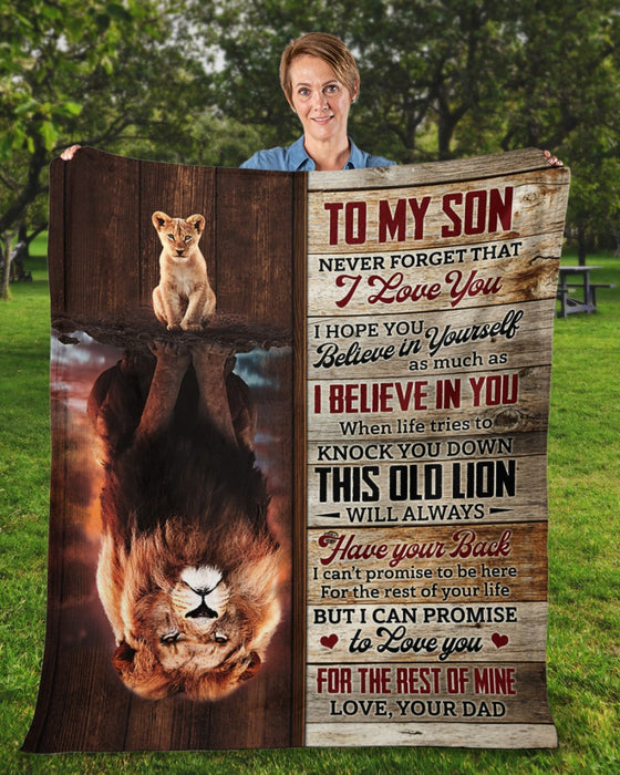 Personalized To My Son Blanket From Mom Dad Custom Name Wooden Old Lion Always Have You Back Gifts For Christmas