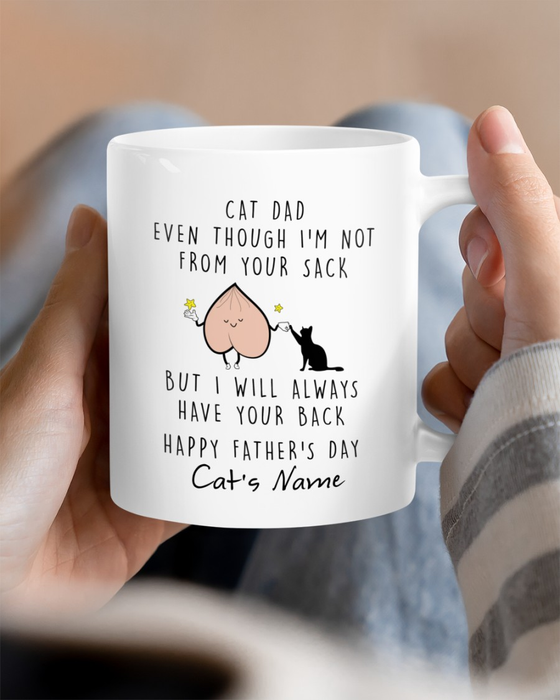 Personalized Ceramic Coffee Mug For Cat Dad Even I'm Not From Funny Sack & Cat Fist Bump Custom Name 11 15oz Cup