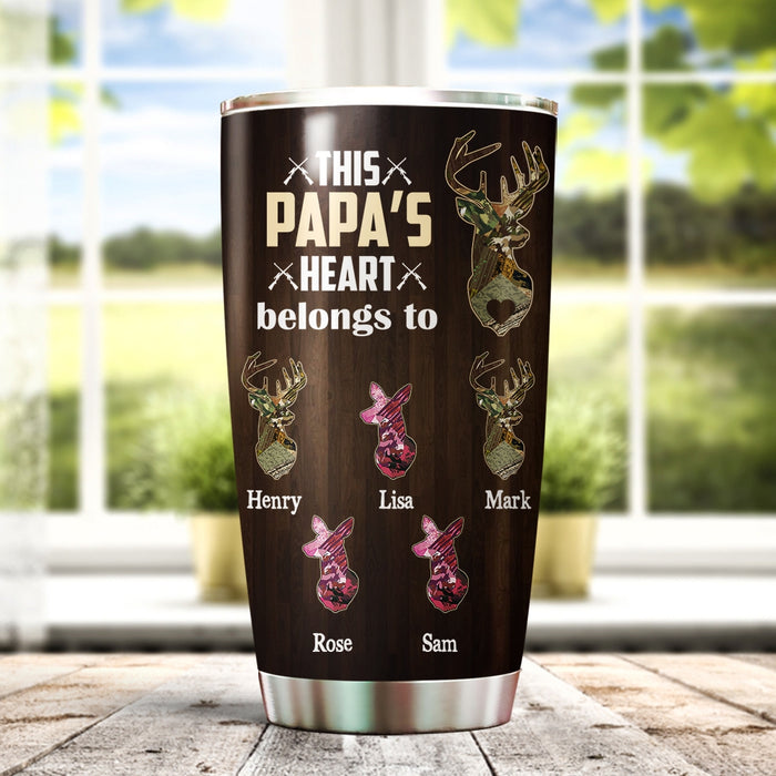 Personalized Tumbler Gifts For Grandpa From Grandkids Vintage Deer Hunting Lovers Camouflage Custom Name Travel Cup