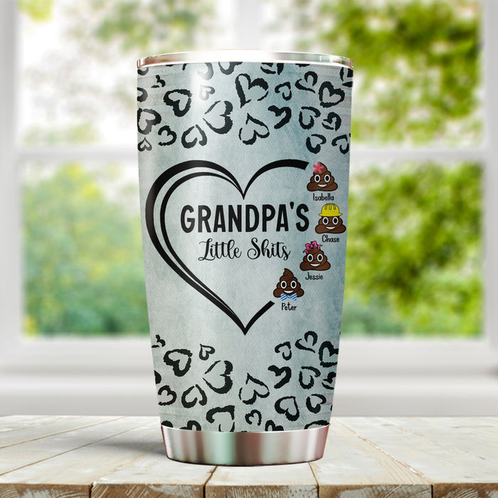 Personalized Tumbler For Grandpa From Grandkids Funny Little Shits Hearts Multi Theme Custom Name Travel Cup Xmas Gifts