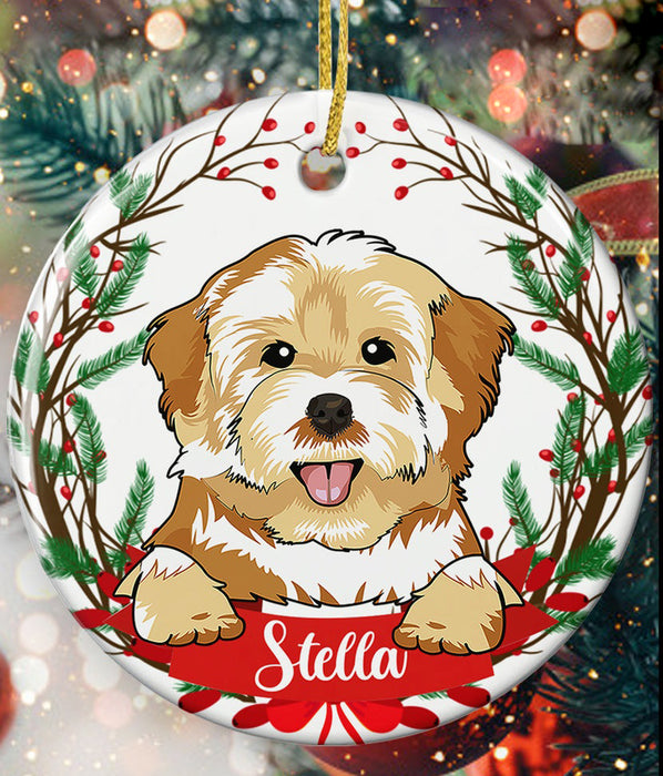 Personalized Ornament For Dog Owners Wreath Holly Cute Pet Owner Custom Name Tree Hanging Gifts For Christmas Birthday