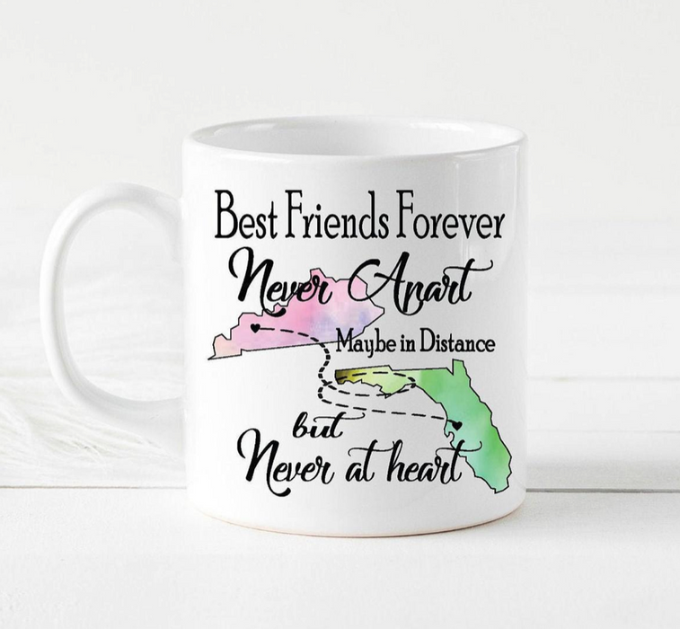 Personalized Coffee Mug For Friends Bestfriends Forever Long Distance Custom Name White Cup Long Distance Touch Gifts