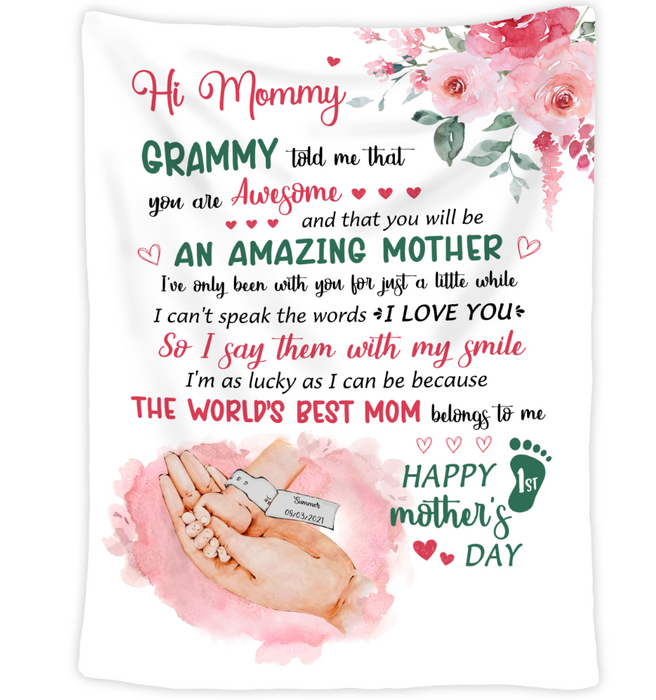 Personalized Blanket For 1st Time Mom Hand In Hand Daddy Told Me That Custom Name Gifts For First Mothers Day Birthday
