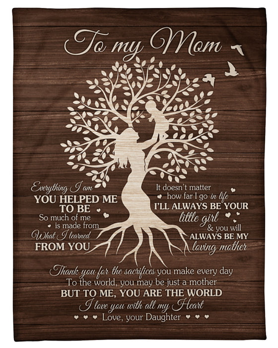 Personalized Blanket To My Mom From Daughter You Helped Me Wooden & Tree Design Mommy & Baby Printed Custom Name