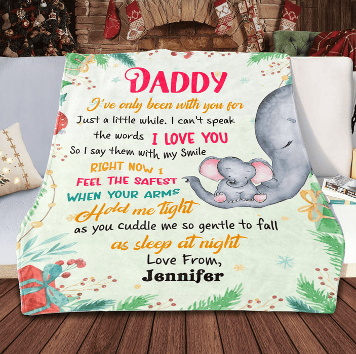 Personalized Blanket For Expecting Dad From Kids Elephant Your Arms Hold Me Tight Custom Name Gifts For First Christmas