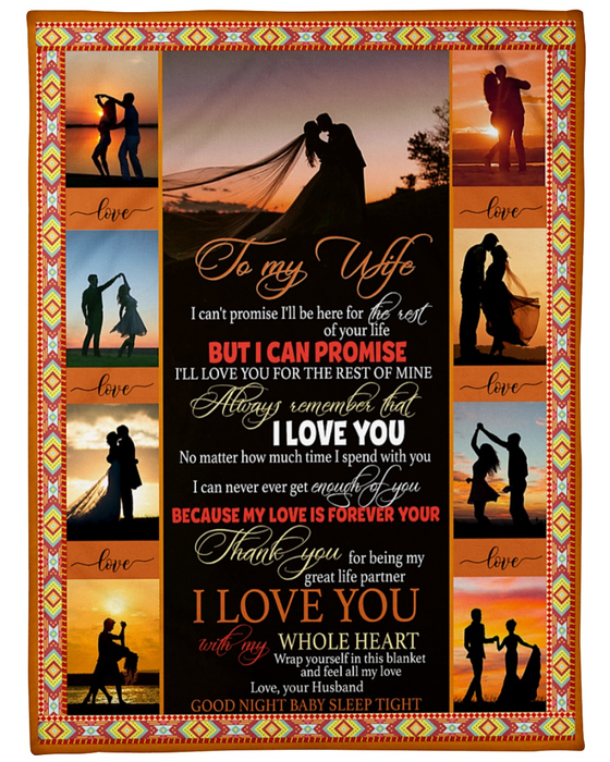 Personalized Valentine Blanket To My Wife I Love You With My Whole Heart Couple On Sunset Beach Blankets Custom Name