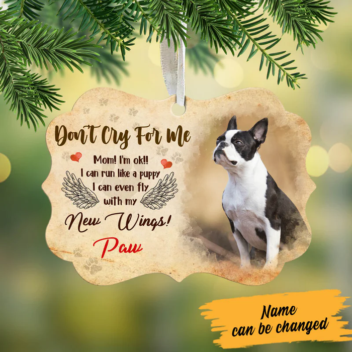 Personalized Memorial Ornament For Pet Loss In Heaven I Can Fly With My Eagle Wings Custom Name Photo Tree Hanging Gifts