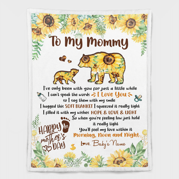 Personalized Blanket For New Mom I've Only Been With You Bear Sunflower Custom Name Gifts For First Mothers Day Birthday