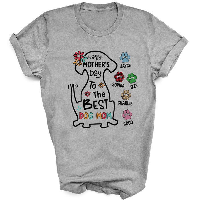 Personalized Tee Shirt For Mom Happy Mother's Day To The Best Dog Mom Shirt Cute Dog Art Printed Shirt