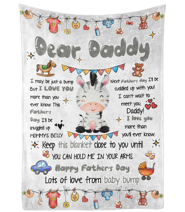 Personalized Blanket To My Dad From Baby Bump Happy Father's Day Cute Funny Baby Zebra Print Custom Name