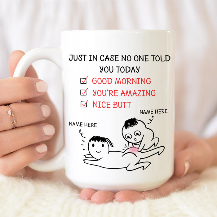 Personalized Romantic Mug For Couple Nice Butt Cute Funny Couple Print Custom Name 11 15oz Ceramic Coffee Cup