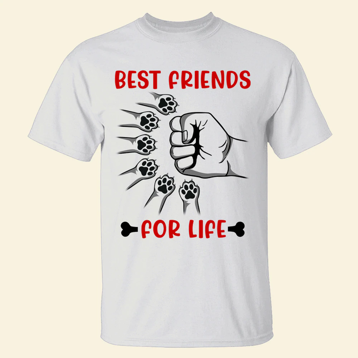 Personalized T-Shirt For Dog Dad Best Friends For Life Fist Bumps Design Custom Kids Name Father's Day Shirt
