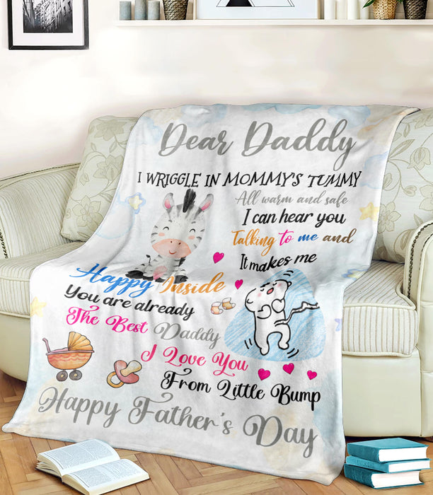 Personalized Premium Blanket From Baby Bump To New Dad Cute Zebra I Wriggled In Mommy's Tummy Fathers Day Custom Name