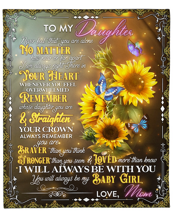 Personalized Fleece Blanket To My Daughter Print Sunflower And Butterfly Customized Name Blanket Gifts Birthday