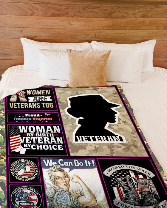 Blanket For Female Women Are Veterans Too With Design America Flag Logo With Camo Blankets