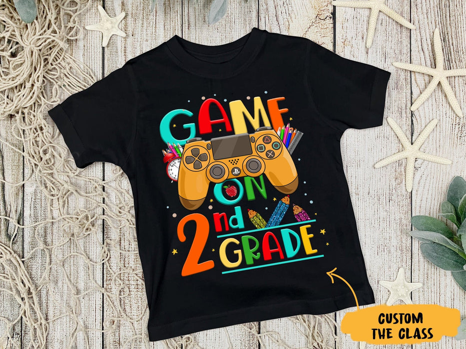 Personalized T-Shirt For Gaming Lover Kids Game On 2nd Grade Video Game Printed Custom Grade Level Back To School Outfit