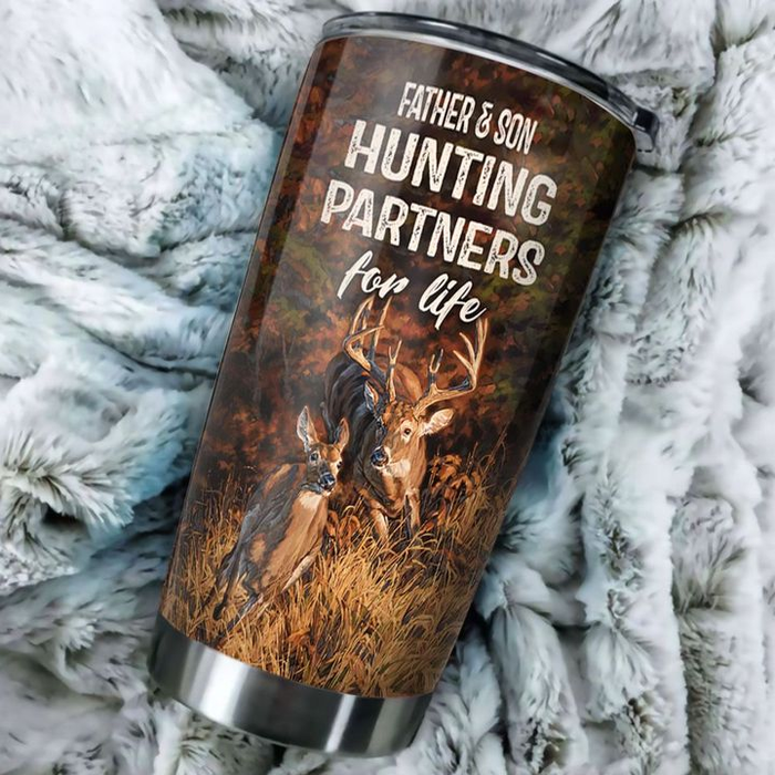 Personalized To My Son Tumbler From Dad Mom Father Deer Hunting Partner Life Custom Name Travel Cup Gifts For Birthday