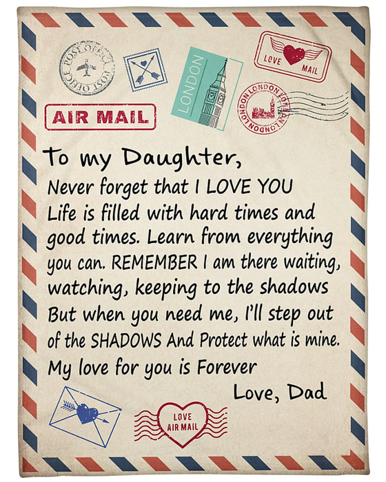 Personalized To My Daughter Blanket From Daddy Mommy Vintage Airmail Love Letter Custom Name Gifts For Christmas