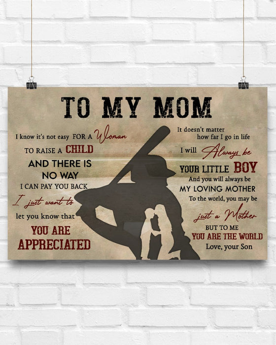 Personalized Canvas Wall Art For Mommy From Son Baseball Not Easy To Raise A Child Custom Name Poster Prints Home Decor