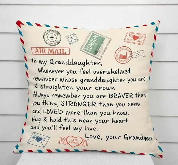 Personalized To My Granddaughter Square Pillow Letter Whenever You Feel Overwhelmed Custom Name Sofa Cushion Gifts