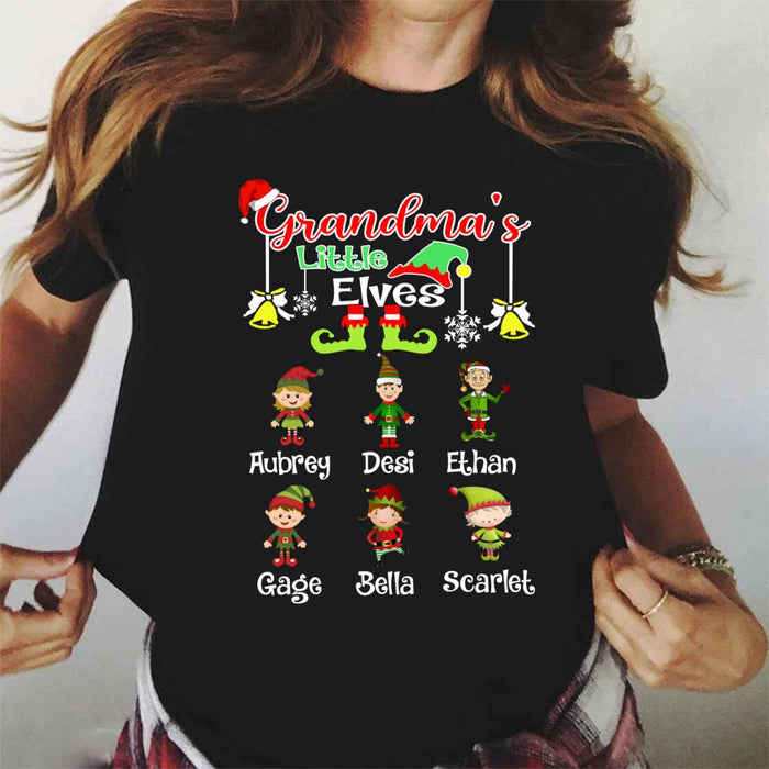 Personalized Sweatshirt For Grandma From Grandkids Nana's Little Elves Jingle Bells Custom Name Shirt Christmas Gifts