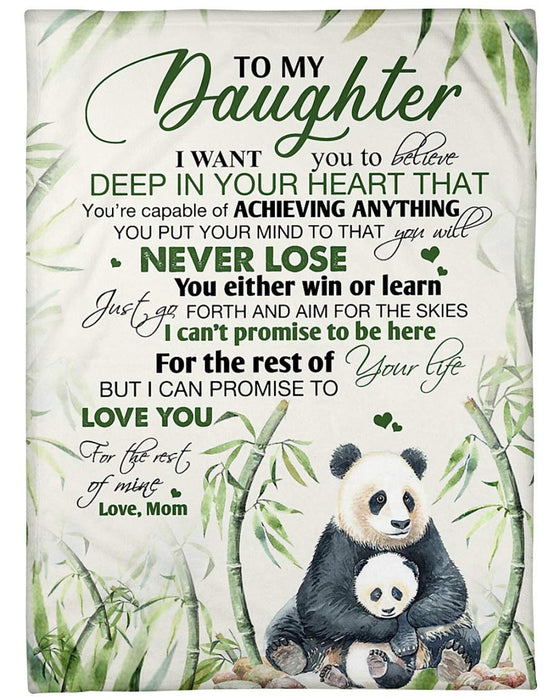 Personalized Blanket To My Daughter From Mom I Want You To Believe Deep In Your Heart Print Panda Family In Forest