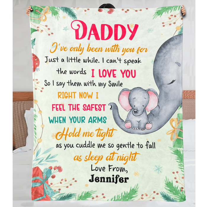 Personalized Blanket For Expecting Dad From Kids Elephant Your Arms Hold Me Tight Custom Name Gifts For First Christmas