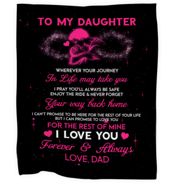 Personalized To My Daughter Fleece Blanket From Dad I Love You Forever And Always Pink Infinity Symbol Printed