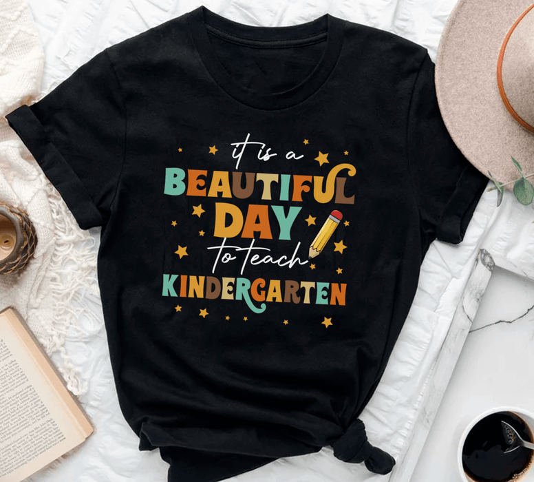 Personalized T-Shirt For Teachers Beautiful Day To Teach Colorful Design Custom Grade Level Back To School Outfit