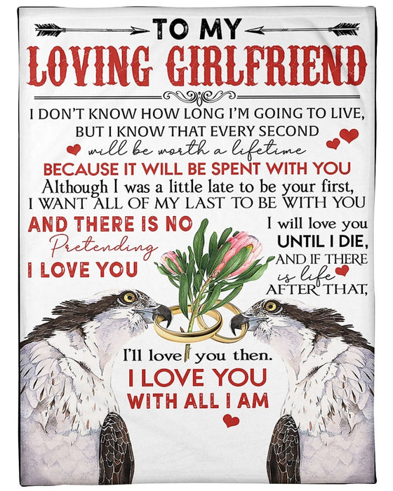 Personalized To My Loving Girlfriend Blanket From Boyfriend I Will Love You Until I Die Bird Couple & Rings Printed