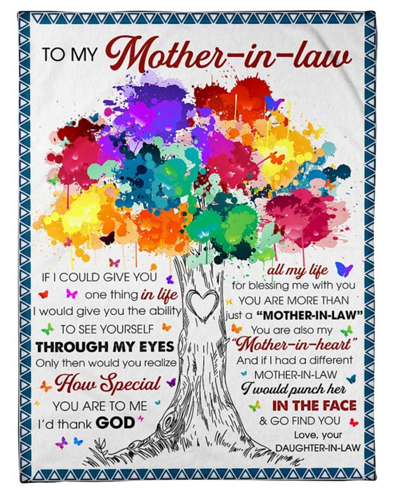 Personalized Fleece Blanket For Mother In Law Print Tree Color Gift For Mothers Day Thanksgiving