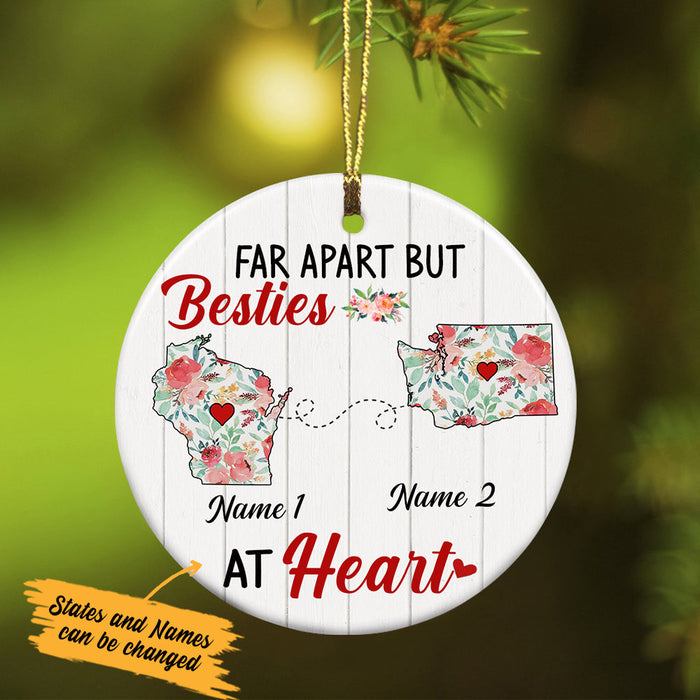 Personalized Ornament Long Distance Gifts For Sisters Far Apart But Besties At Heart Floral Custom Name Tree Hanging