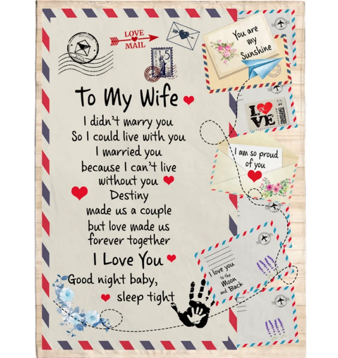 Personalized To My Wife Air Mail Blanket From Husband I Married You Can'T Live Without You Letter Envelope