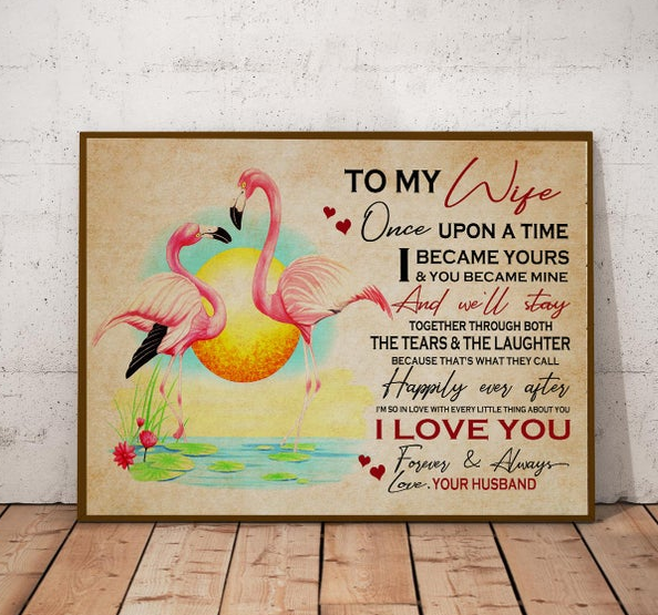 Personalized To My Wife Canvas Wall Art From Husband Flamingo We Stay Together Vintage Custom Name Poster Prints Gifts