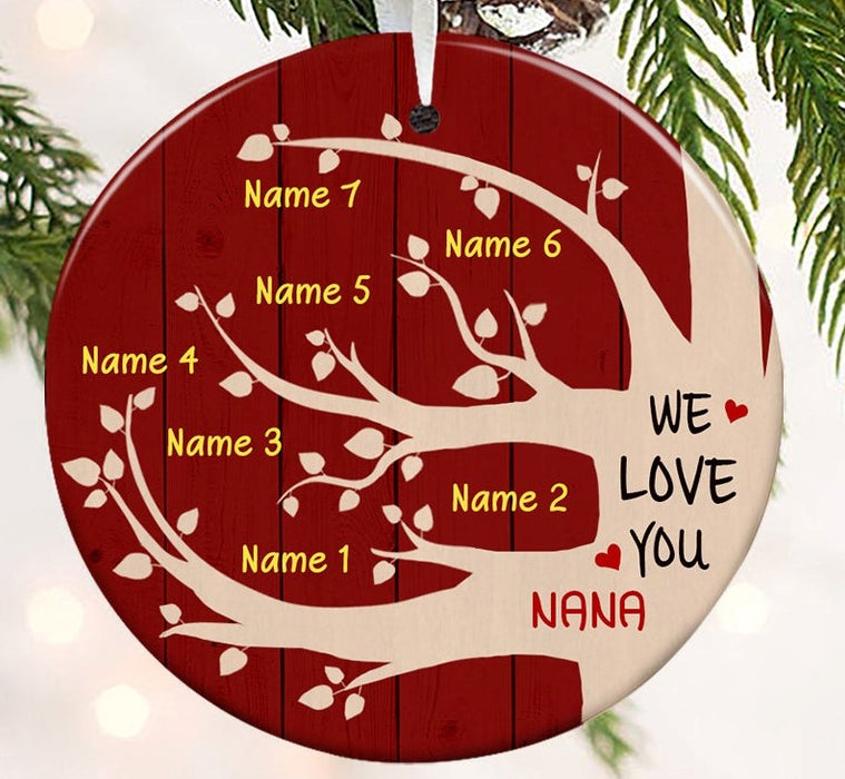 Personalized Ornament For Grandma From Grandchildren Family Tree We Love You Snowflakes Custom Name Gifts For Christmas
