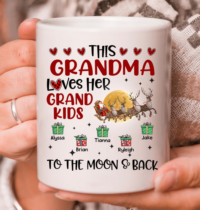 Personalized Coffee Mug Gifts For Grandma This Nana Loves To The Moon And Back Custom Grandkids Name Christmas White Cup
