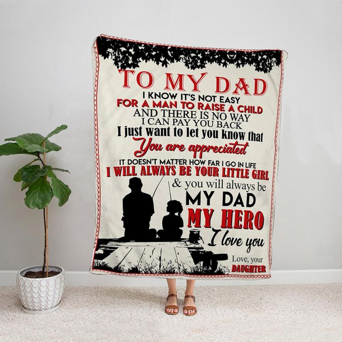 Personalized To My Dad Fishing Blanket From Daughter Dad And Kid Fishing Together You Will Always Be My Dad Customized