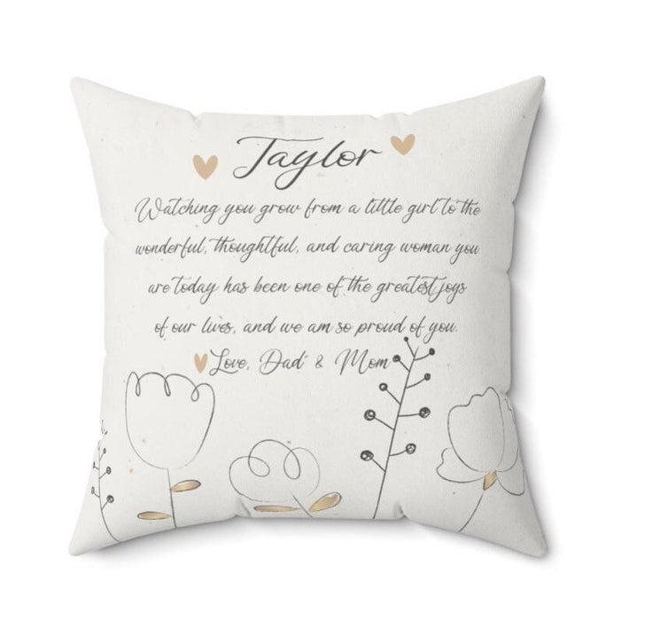Personalized To My Daughter Square Pillow Watching You Grow From A Little Girl Custom Name Sofa Cushion Christmas Gifts